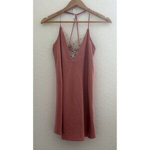 Flora‎ Nikrooz Jacquelin Nightie Slip Chemise XS Peach Lace Princess Coquette